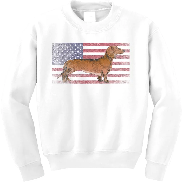 Dachshund Dog 4th Of July American Flag America Patriotic Kids Sweatshirt