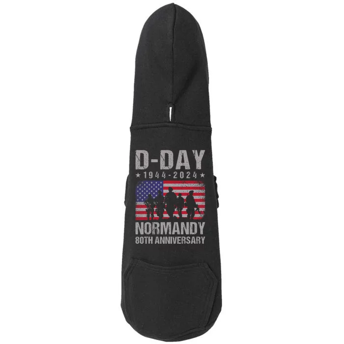 D Day 80th Anniversary 19442024 Normandy Us Flag D Day Doggie 3-End Fleece Hoodie