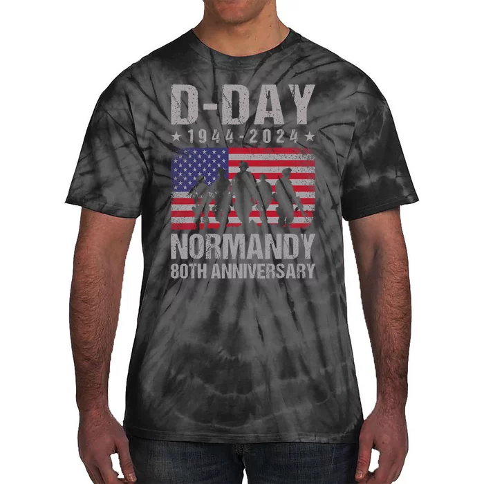 D Day 80th Anniversary 19442024 Normandy Us Flag D Day Tie-Dye T-Shirt