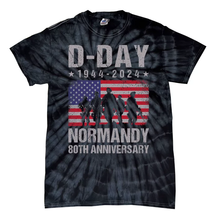 D Day 80th Anniversary 19442024 Normandy Us Flag D Day Tie-Dye T-Shirt