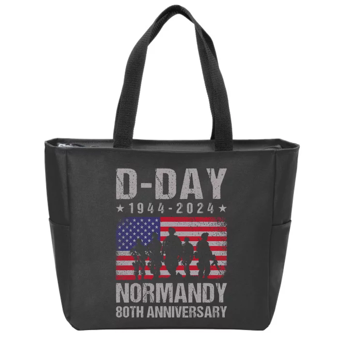 D Day 80th Anniversary 19442024 Normandy Us Flag D Day Zip Tote Bag