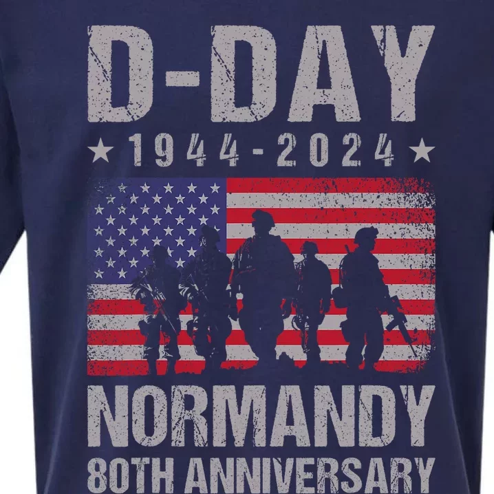 D Day 80th Anniversary 19442024 Normandy Us Flag D Day Sueded Cloud Jersey T-Shirt