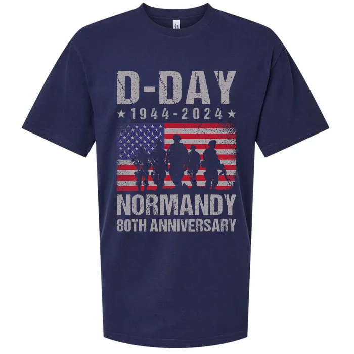 D Day 80th Anniversary 19442024 Normandy Us Flag D Day Sueded Cloud Jersey T-Shirt