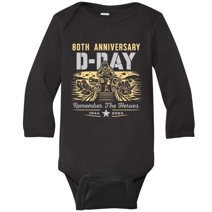 D Day 80th AnniversaryD Day 80th Anniversary Flag Baby Long Sleeve Bodysuit