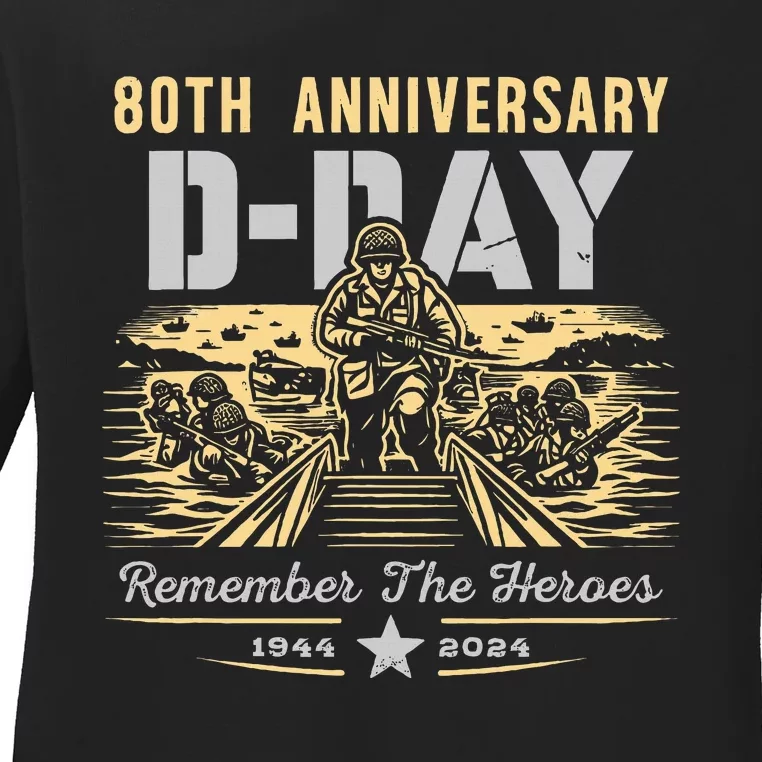 D Day 80th AnniversaryD Day 80th Anniversary Flag Ladies Long Sleeve Shirt