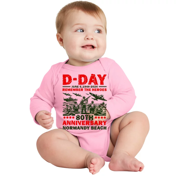 D Day 80th AnniversaryD Day 80th Anniversary Flag Baby Long Sleeve Bodysuit