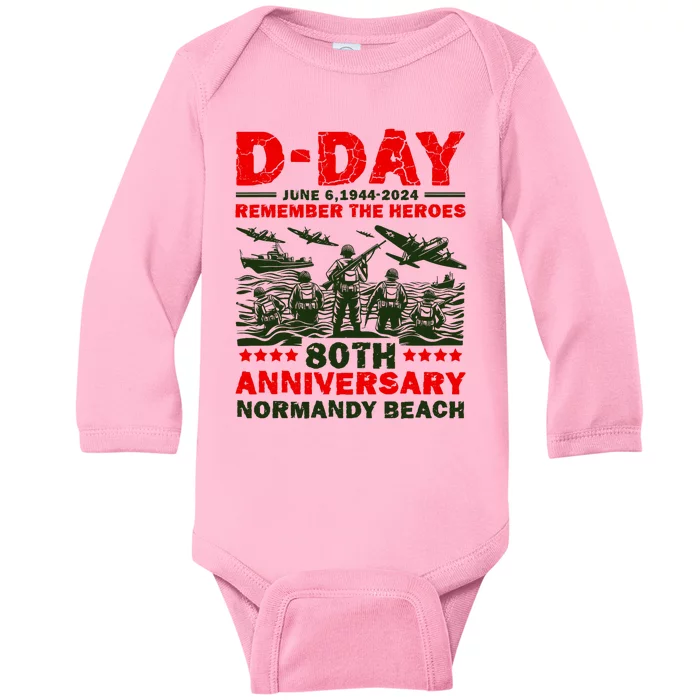 D Day 80th AnniversaryD Day 80th Anniversary Flag Baby Long Sleeve Bodysuit