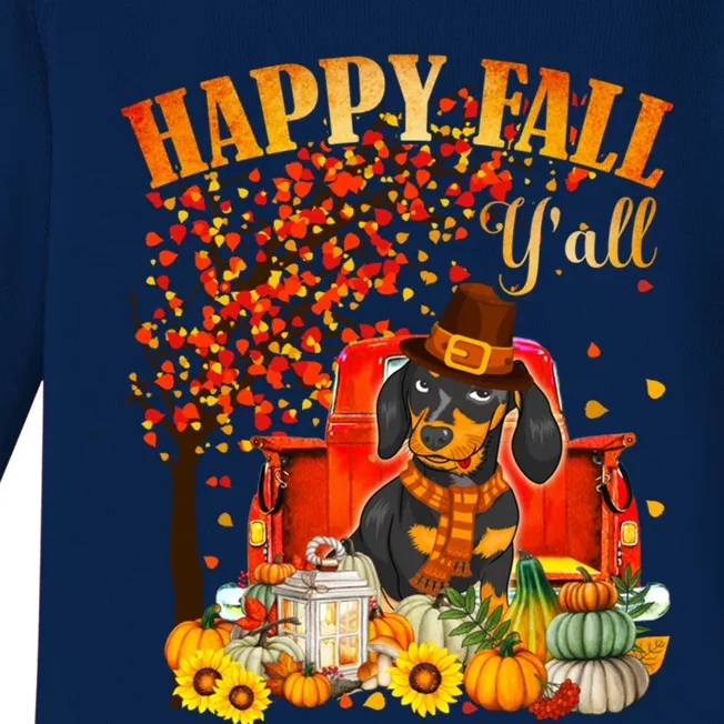 Dachshund Dog Autumn Fall Pumpkin Truck Mappe Thanksgiving Gift Baby Long Sleeve Bodysuit