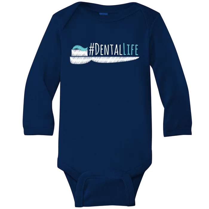 #Dentallife Dental Assistant Hygienist Dentist Gift Baby Long Sleeve Bodysuit