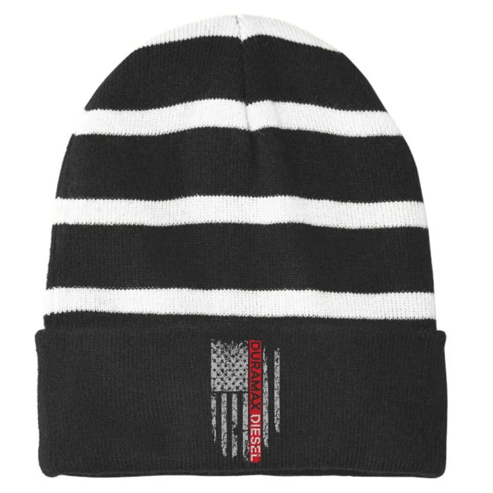 Duramax Diesel American Flag Striped Beanie with Solid Band