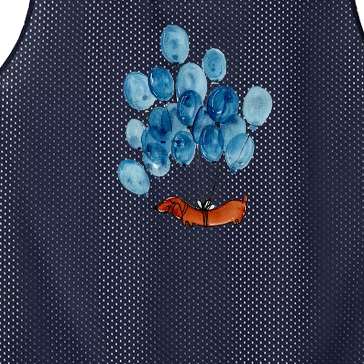 Dachshund Dog And Balloons Mesh Reversible Basketball Jersey Tank