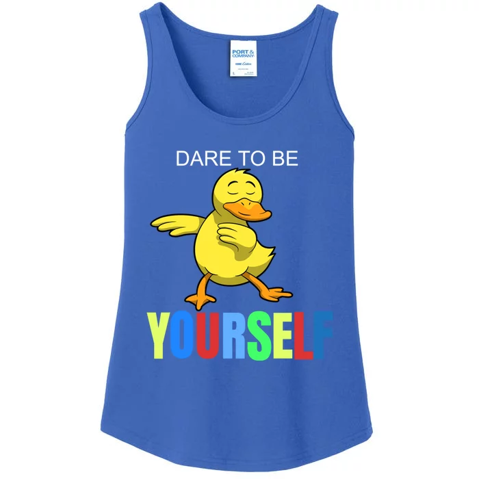 Duck Dabbing Autism Awareness Dare To Be Yourself Gift Meaningful Gift Ladies Essential Tank