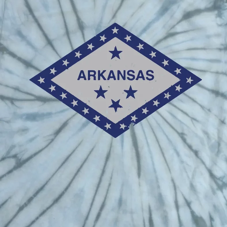 Distressed Diamond And Stars Arkansas State Flag Tie-Dye T-Shirt