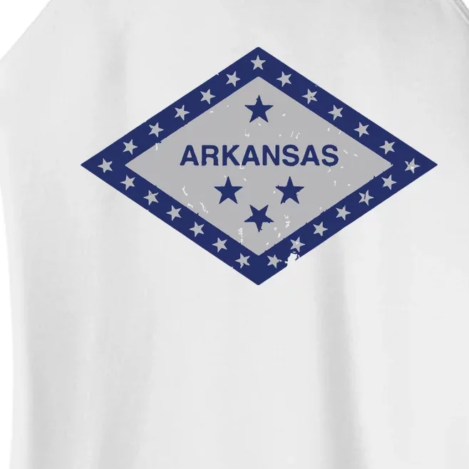 Distressed Diamond And Stars Arkansas State Flag Women’s Perfect Tri Rocker Tank