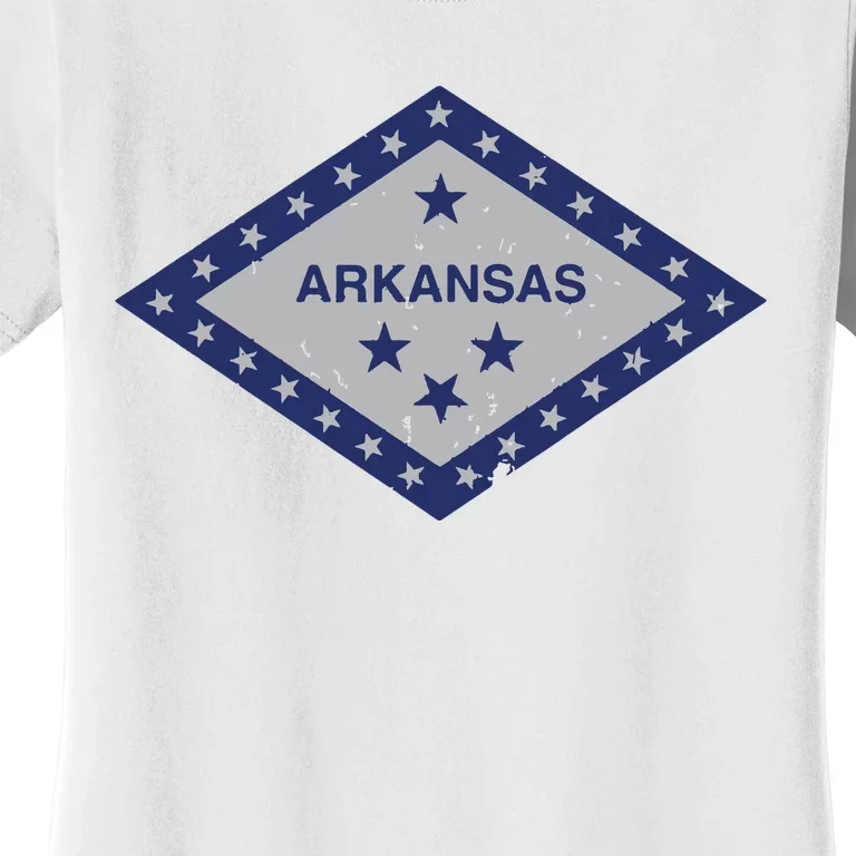 Distressed Diamond And Stars Arkansas State Flag Women's T-Shirt