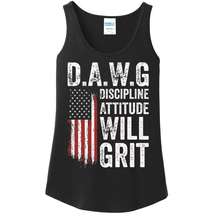 D.A.W.G Discipline Attitude Will Grit Gym Motivation Workout Ladies Essential Tank