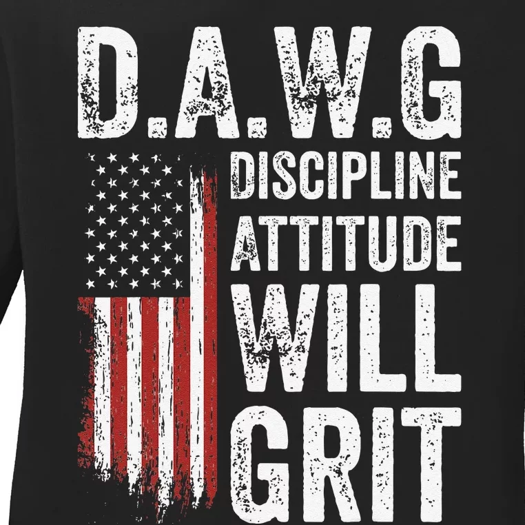 D.A.W.G Discipline Attitude Will Grit Gym Motivation Workout Ladies Long Sleeve Shirt