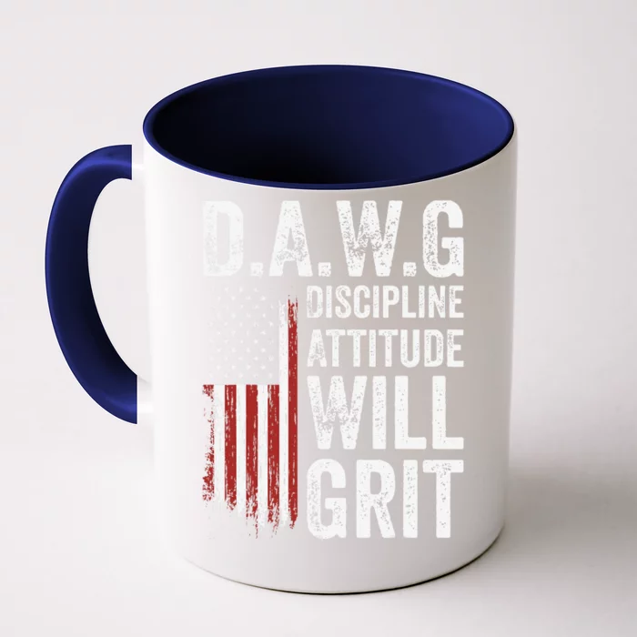 D.A.W.G Discipline Attitude Will Grit Gym Motivation Workout Front & Back Coffee Mug