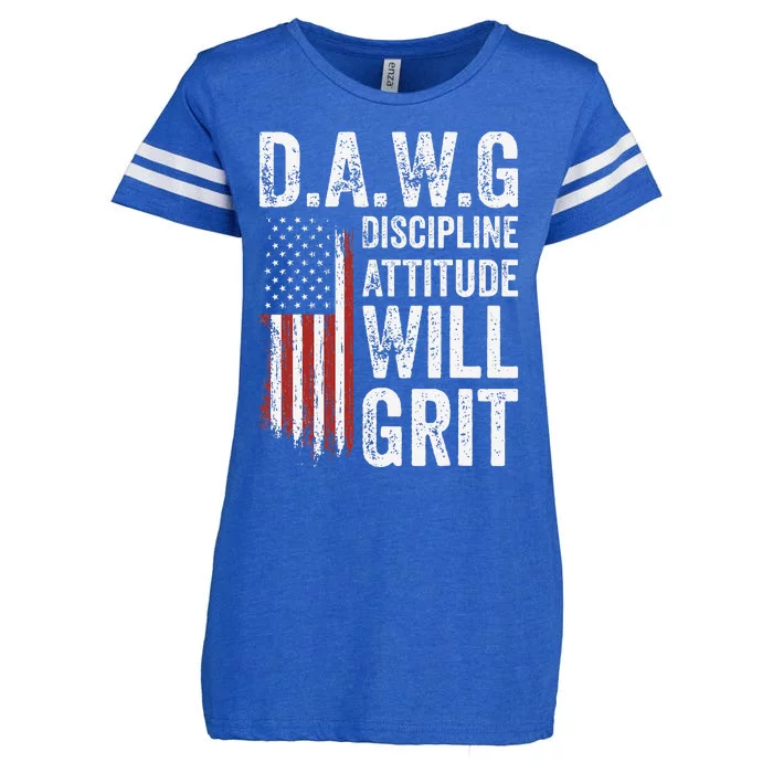 D.A.W.G Discipline Attitude Will Grit Gym Motivation Workout Enza Ladies Jersey Football T-Shirt