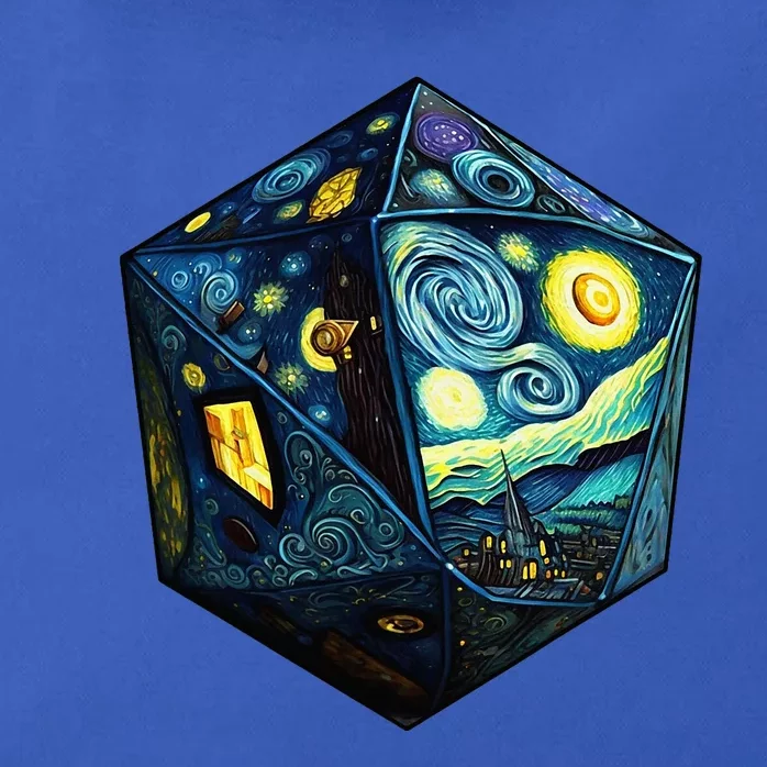 D20 Dice Art Van Gogh Starry Night Cool Realistic D20 Dice Zip Tote Bag