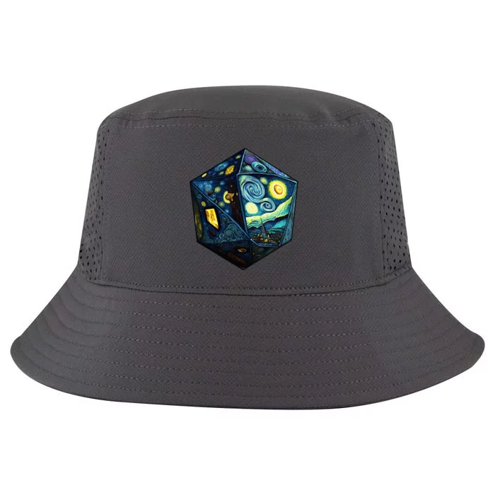 D20 Dice Art Van Gogh Starry Night Cool Realistic D20 Dice Cool Comfort Performance Bucket Hat