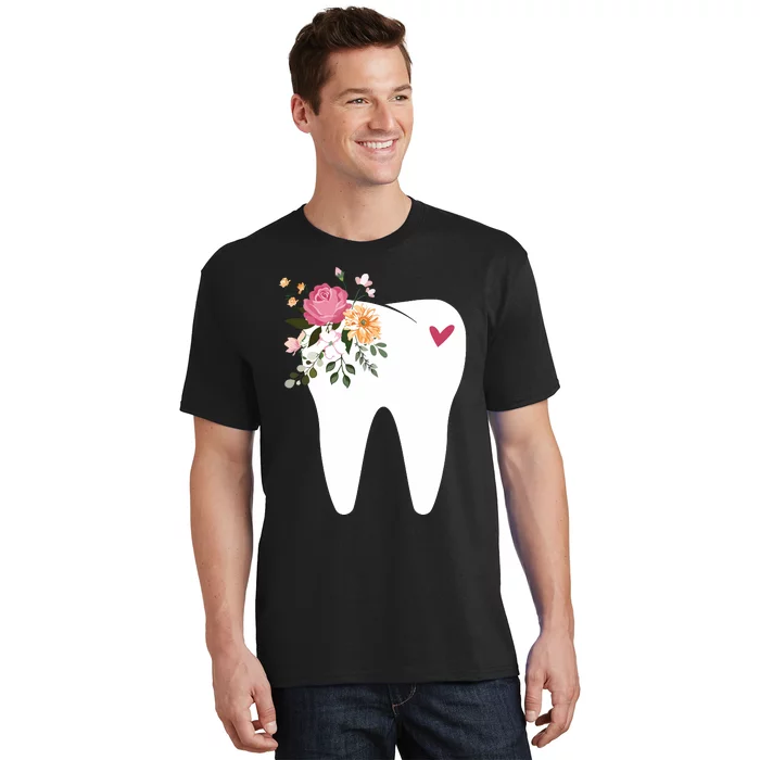 Dentist Dental Assistant Oral Hygienist Tooth Flower T-Shirt