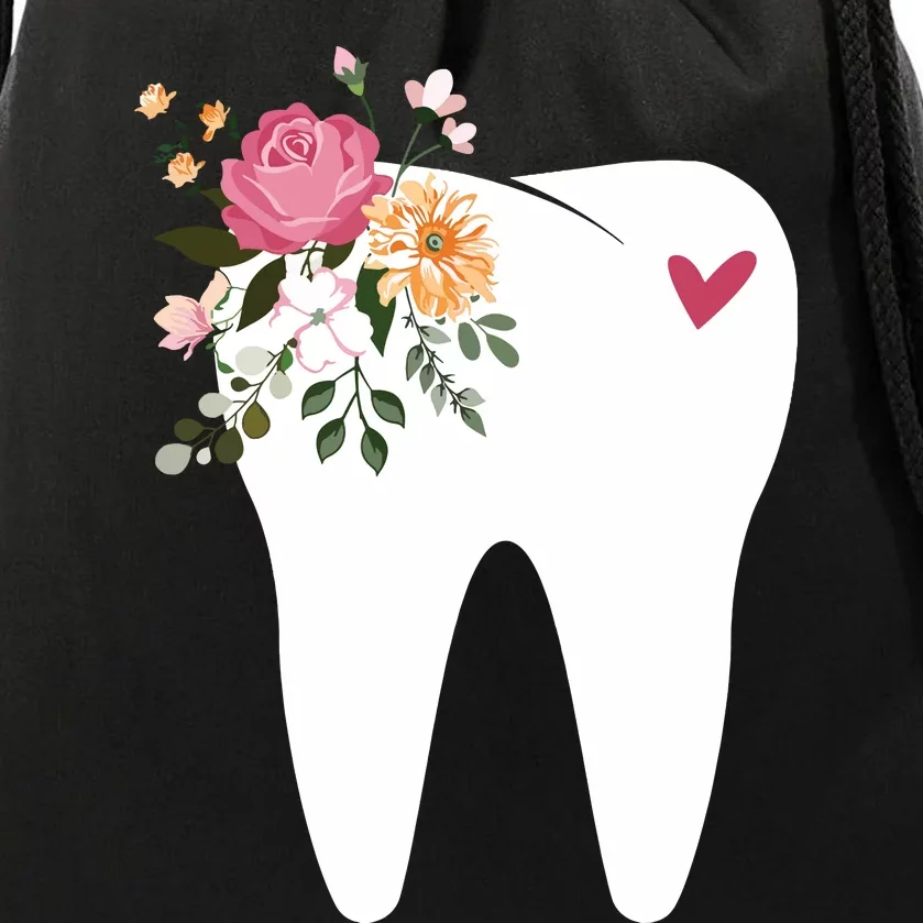 Dentist Dental Assistant Oral Hygienist Tooth Flower Drawstring Bag