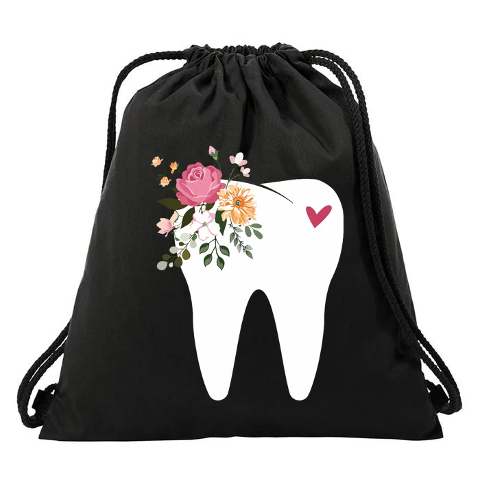 Dentist Dental Assistant Oral Hygienist Tooth Flower Drawstring Bag