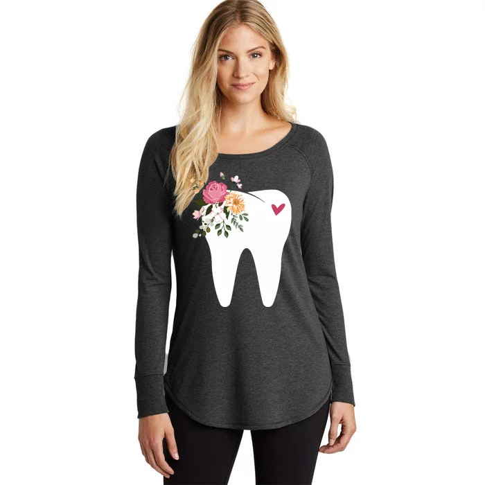 Dentist Dental Assistant Oral Hygienist Tooth Flower Women's Perfect Tri Tunic Long Sleeve Shirt