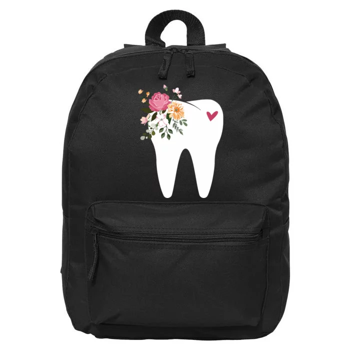 Dentist Dental Assistant Oral Hygienist Tooth Flower 16 in Basic Backpack