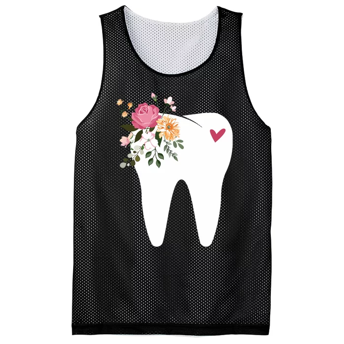 Dentist Dental Assistant Oral Hygienist Tooth Flower Mesh Reversible Basketball Jersey Tank