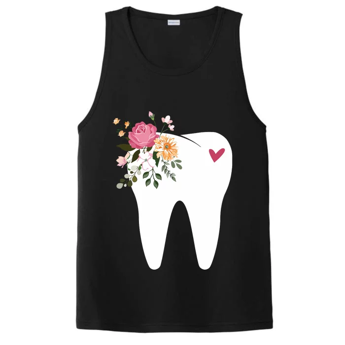 Dentist Dental Assistant Oral Hygienist Tooth Flower Performance Tank