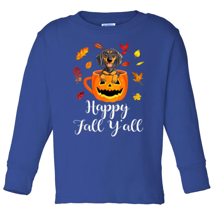 Dachshund Dog Autumn Fall Pumpkin Truck Mappe Thanksgiving Gift Toddler Long Sleeve Shirt