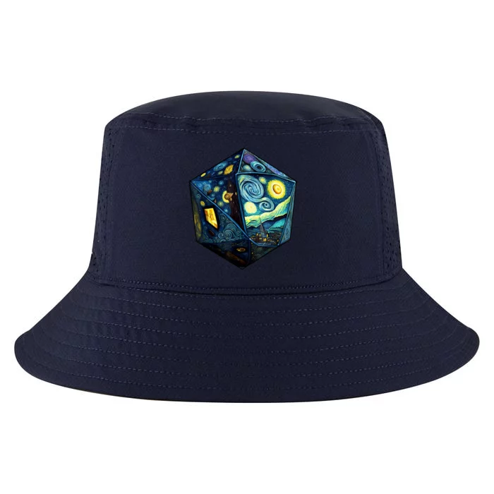 D20 Dice Art Van Gogh Starry Night Cool Realistic D20 Dice Cool Comfort Performance Bucket Hat