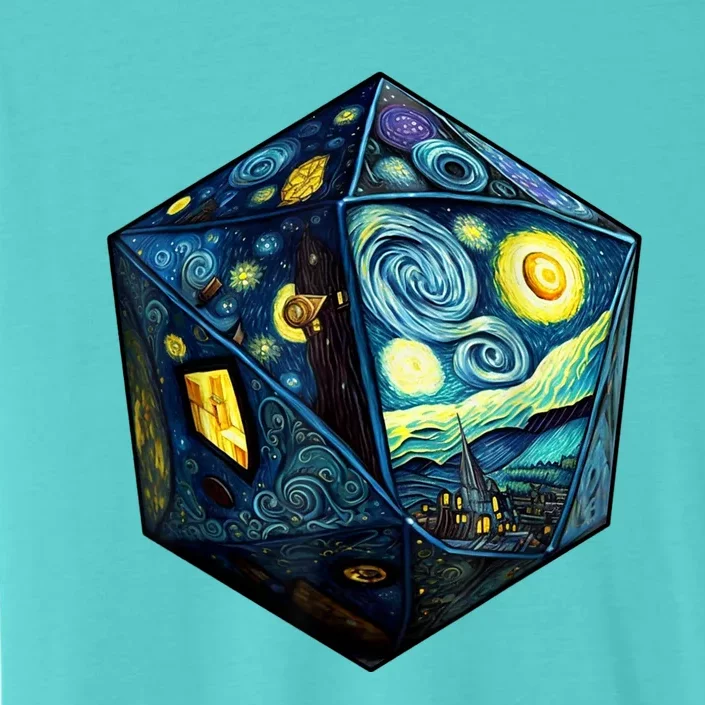 D20 Dice Art Van Gogh Starry Night Cool Realistic D20 Dice ChromaSoft Performance T-Shirt