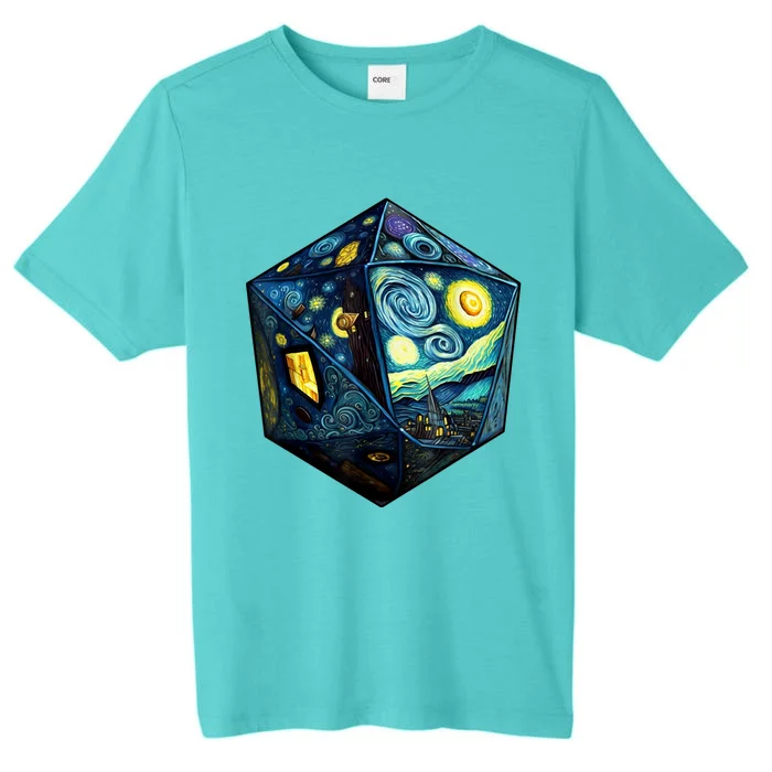 D20 Dice Art Van Gogh Starry Night Cool Realistic D20 Dice ChromaSoft Performance T-Shirt