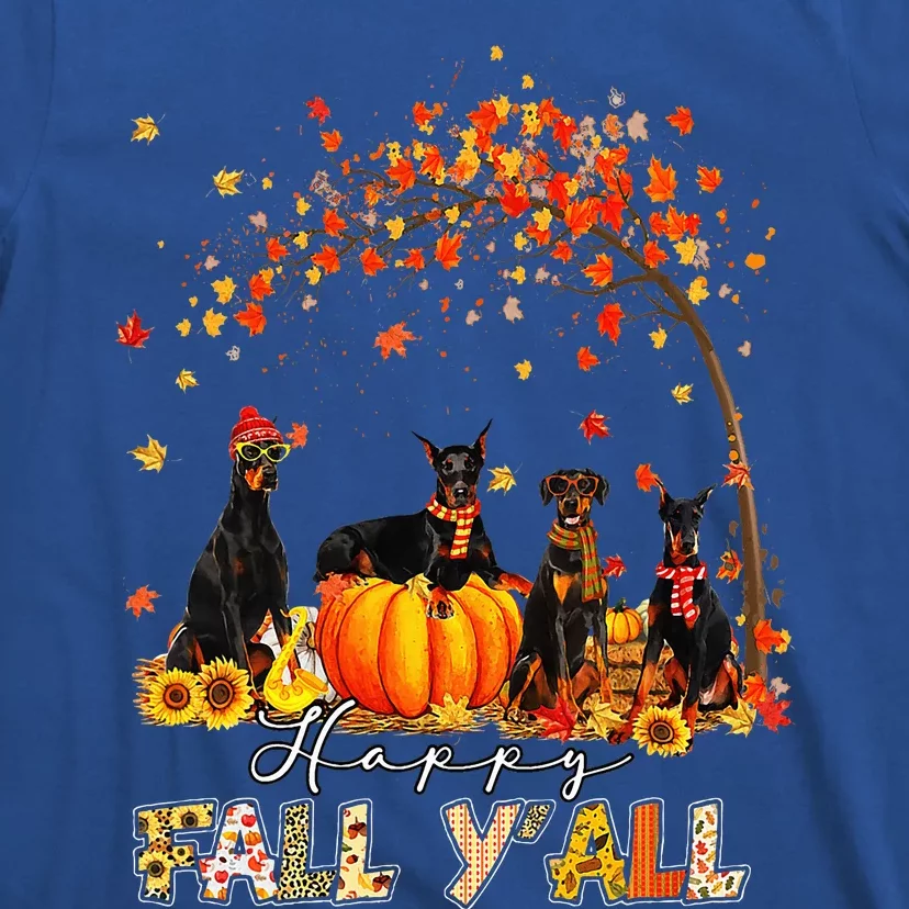 Doberman Dog Autumn Fall Pumpkin Truck Mappe Thanksgiving T-Shirt