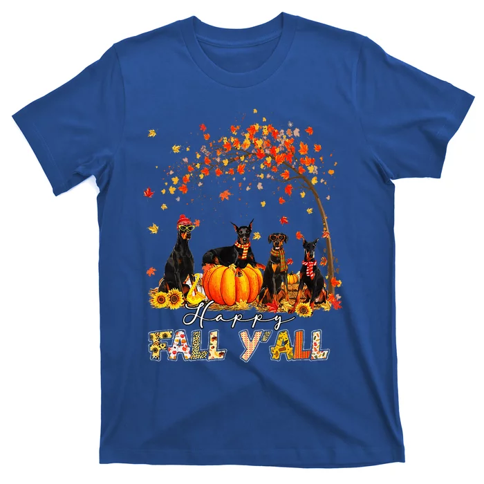 Doberman Dog Autumn Fall Pumpkin Truck Mappe Thanksgiving T-Shirt