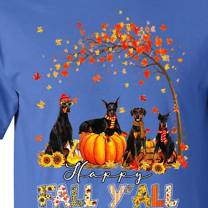 Doberman Dog Autumn Fall Pumpkin Truck Mappe Thanksgiving Tall T-Shirt