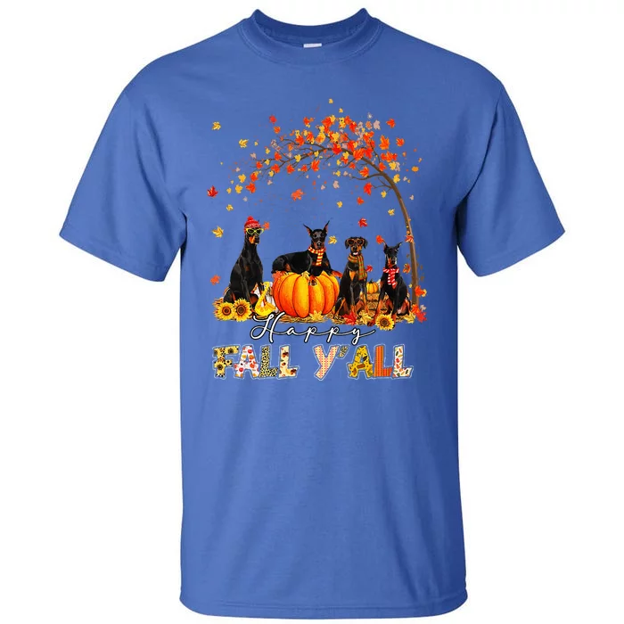 Doberman Dog Autumn Fall Pumpkin Truck Mappe Thanksgiving Tall T-Shirt