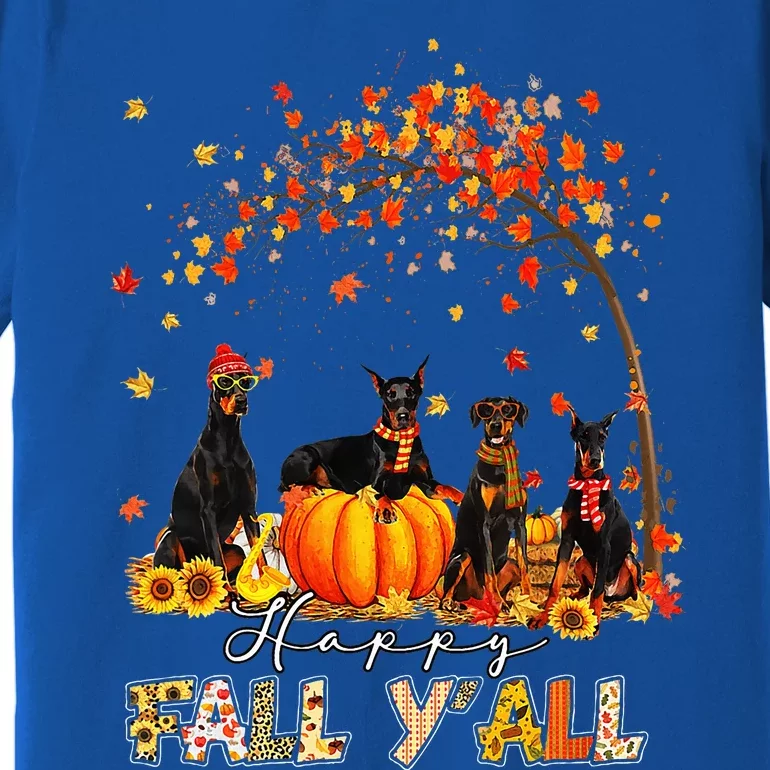 Doberman Dog Autumn Fall Pumpkin Truck Mappe Thanksgiving Premium T-Shirt