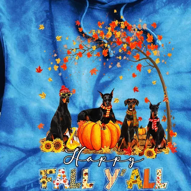 Doberman Dog Autumn Fall Pumpkin Truck Mappe Thanksgiving Tie Dye Hoodie