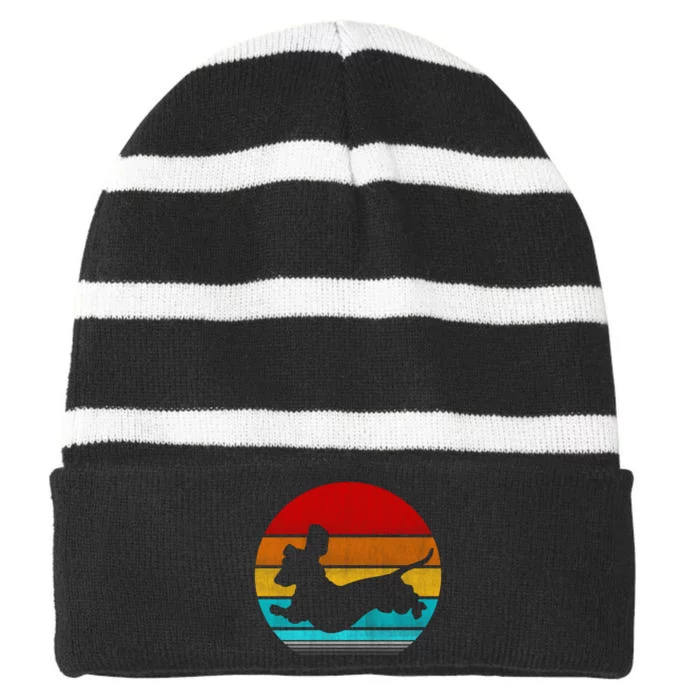 Dachshund Striped Beanie with Solid Band