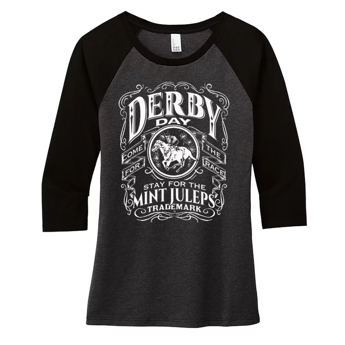 Derby Day and mint juleps Kentucky horse racing Women's Tri-Blend 3/4-Sleeve Raglan Shirt