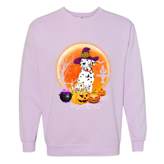 Dalmatian Dog And Moon Halloween Costume Dog Lover Funny Gift Garment-Dyed Sweatshirt