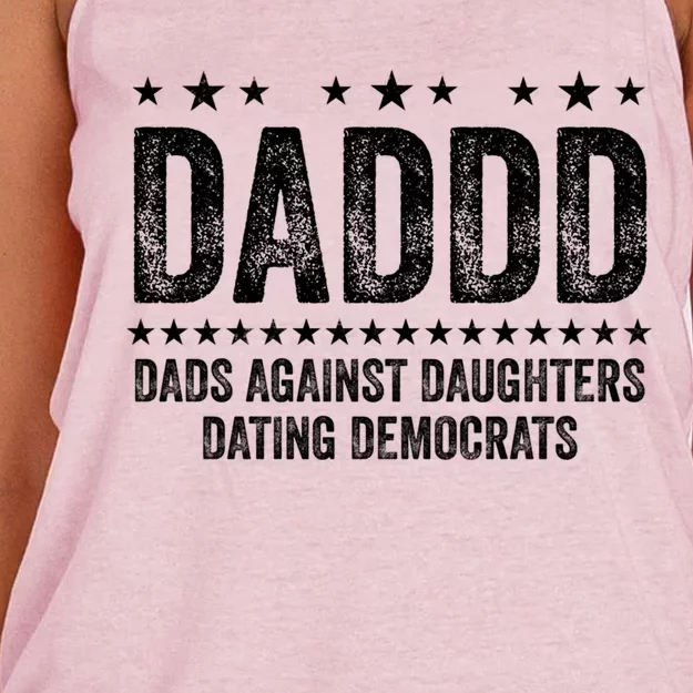 Daddd Dads Against Daughters Dating Democrats Great Gift Women's Knotted Racerback Tank