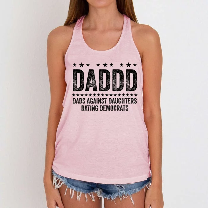 Daddd Dads Against Daughters Dating Democrats Great Gift Women's Knotted Racerback Tank