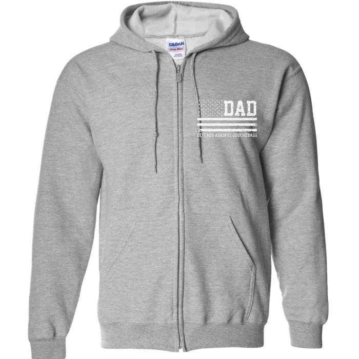 Dad Defends Against Douchebags Apparel Father Day Quote Full Zip Hoodie