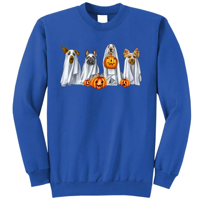 Dog Dressed As Ghost Spooky Season Ghost Dogs Halloween Gift Tall Sweatshirt