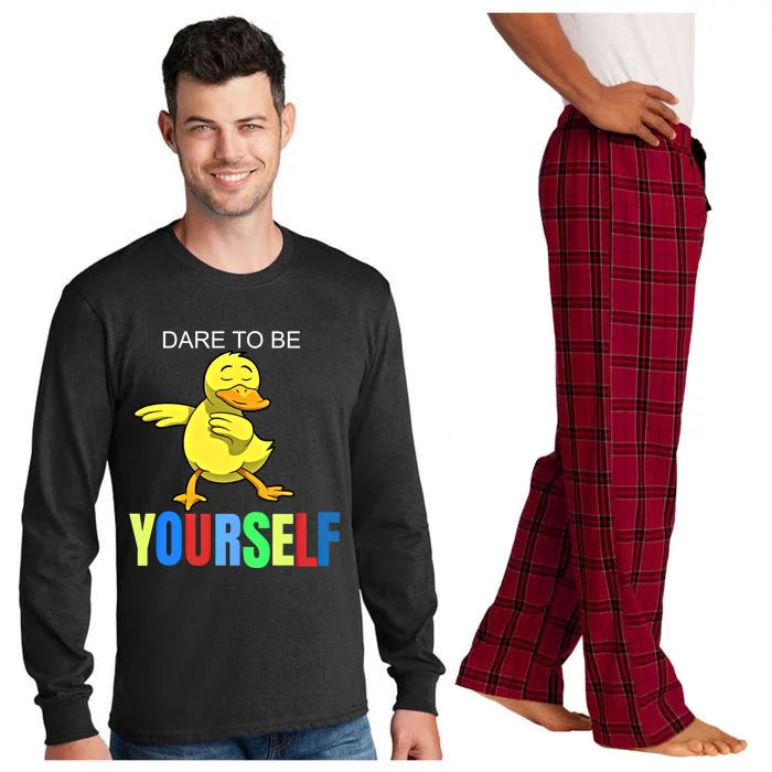 Duck Dabbing Autism Awareness Dare To Be Yourself Gift Meaningful Gift Long Sleeve Pajama Set